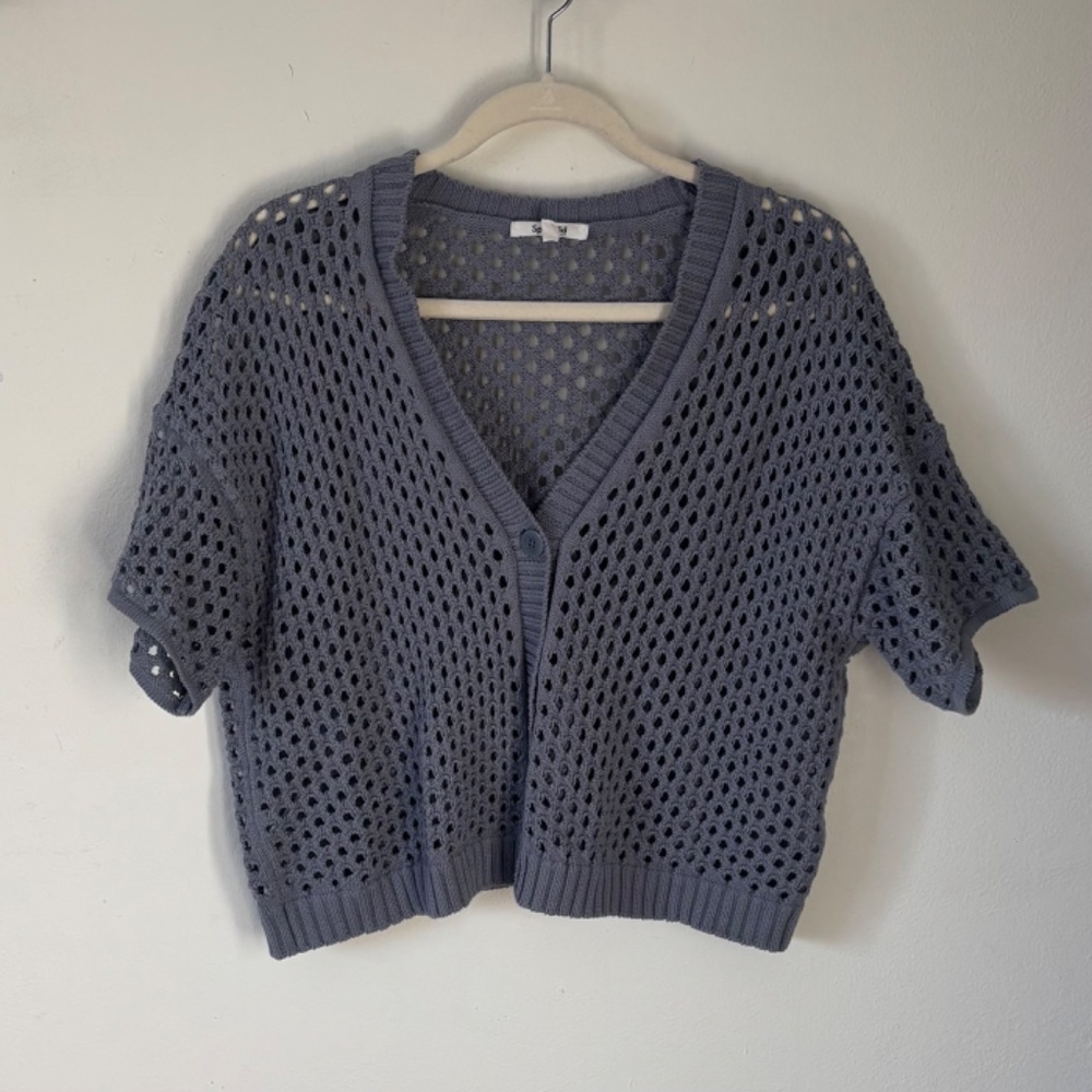 Splendid Nova Pointelle-Knit Short-Sleeve Cardigan